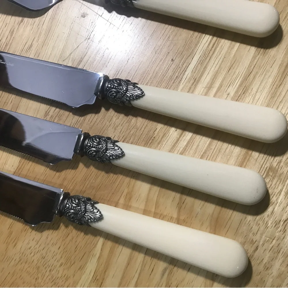 Vintage Inox 18/10 Italy Napoleon Ivory Large Serving Knife & Server Set Of 3